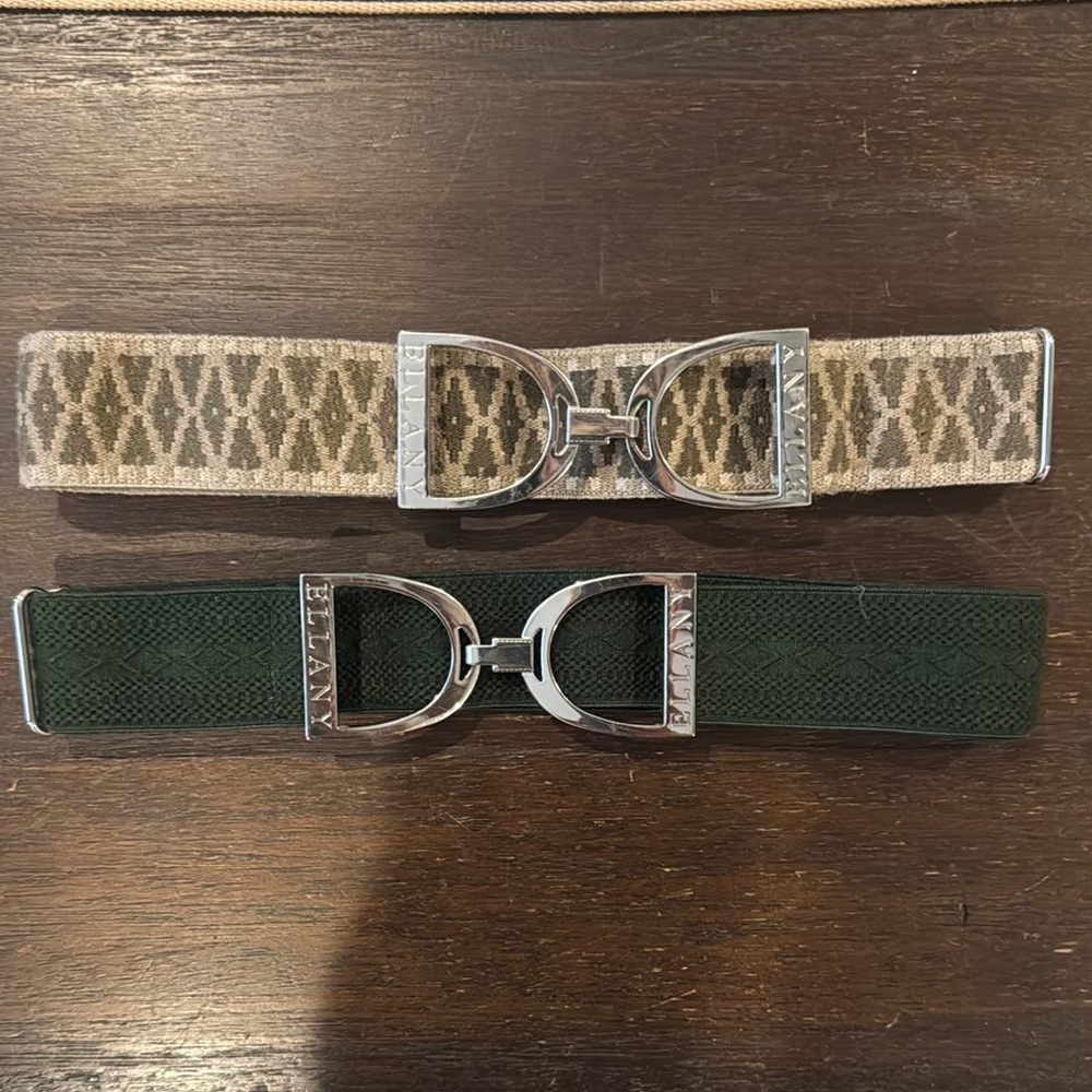 2 Ellany belts - one is Hunter green, one is tan and brown
